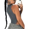 imageSweatyRocks Womens ICON Letter Patched Detail Sleeveless Body Suits High Cut Skinny Tank BodysuitGrey