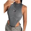 imageSweatyRocks Womens ICON Letter Patched Detail Sleeveless Body Suits High Cut Skinny Tank BodysuitGrey