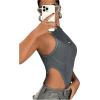 imageSweatyRocks Womens ICON Letter Patched Detail Sleeveless Body Suits High Cut Skinny Tank BodysuitGrey
