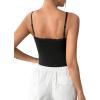 imageSweatyRocks Womens Lace Edge Slim Fit Spaghetti Strap Bodysuit Shapewear TopsBlack