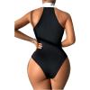 imageSweatyRocks Womens Lapel Button Down Shirt Sleeveless Body Suits Halter Backless Tank BodysuitBlack