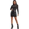 imageSweatyRocks Womens Mock Neck Leopard Long Sleeve Mesh Bodysuit LeotardGalaxy Black