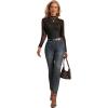 imageSweatyRocks Womens Mock Neck Leopard Long Sleeve Mesh Bodysuit LeotardPure Black