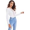 imageSweatyRocks Womens Round Neck Fringe Long Sleeve Sheer Mesh Cowgirl BodysuitSolid White