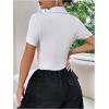 imageSweatyRocks Womens Short Sleeve Polo Shirt Bodysuit Ribbed Half Button Collared LeotardsWhite