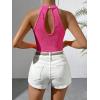 imageSweatyRocks Womens Sleeveless Scoop Neck High Cut Skinny Mesh Tank Top BodysuitBright Pink
