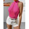 imageSweatyRocks Womens Sleeveless Scoop Neck High Cut Skinny Mesh Tank Top BodysuitBright Pink