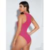 imageSweatyRocks Womens Sleeveless Scoop Neck High Cut Skinny Mesh Tank Top BodysuitHot Pink Mesh