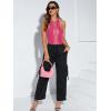 imageSweatyRocks Womens Sleeveless Scoop Neck High Cut Skinny Mesh Tank Top BodysuitHot Pink Mesh