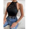 imageSweatyRocks Womens Sleeveless Scoop Neck High Cut Skinny Mesh Tank Top BodysuitLine Black