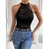 imageSweatyRocks Womens Sleeveless Scoop Neck High Cut Skinny Mesh Tank Top BodysuitLine Black