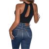 imageSweatyRocks Womens Sleeveless Scoop Neck High Cut Skinny Mesh Tank Top BodysuitSolid Black