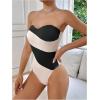 imageSweatyRocks Womens Strapless Tube Bodysuit Sleeveless Casual Leotard TopsBlack and White