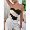 imageSweatyRocks Womens Strapless Tube Bodysuit Sleeveless Casual Leotard TopsBlack and White