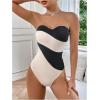 imageSweatyRocks Womens Strapless Tube Bodysuit Sleeveless Casual Leotard TopsBlack and White