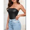 imageSweatyRocks Womens Strapless Tube Bodysuit Sleeveless Casual Leotard TopsSolid Black