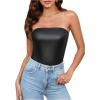 imageSweatyRocks Womens Strapless Tube Bodysuit Sleeveless Casual Leotard TopsSolid Black