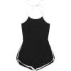 imageSweatyRocks Womens Casual Backless Solid Halter Romper Basic Sleeveless Shorts Romper JumpsuitBlack