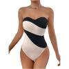 imageSweatyRocks Womens Strapless Tube Bodysuit Sleeveless Casual Leotard TopsBlack and White