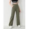 imageSweatyRocks Girls Casual Elastic Waist Zip Up Denim Pants Straight Leg Cargo Jeans with PocketArmy Green