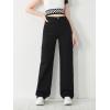 imageSweatyRocks Girls Casual Elastic Waist Zip Up Denim Pants Straight Leg Cargo Jeans with PocketBlack