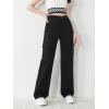 imageSweatyRocks Girls Casual Elastic Waist Zip Up Denim Pants Straight Leg Cargo Jeans with PocketBlack