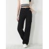 imageSweatyRocks Girls Casual Elastic Waist Zip Up Denim Pants Straight Leg Cargo Jeans with PocketBlack