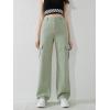 imageSweatyRocks Girls Casual Elastic Waist Zip Up Denim Pants Straight Leg Cargo Jeans with PocketGreen