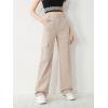 imageSweatyRocks Girls Casual Elastic Waist Zip Up Denim Pants Straight Leg Cargo Jeans with PocketKhaki