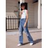 imageSweatyRocks Girls Casual High Elastic Waist Ripped Jeans Straight Leg Denim Pants with PocketMedium Wash Solid