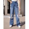 imageSweatyRocks Girls Casual High Elastic Waist Ripped Jeans Straight Leg Denim Pants with PocketMedium Wash Solid