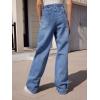 imageSweatyRocks Girls Casual High Elastic Waist Ripped Jeans Straight Leg Denim Pants with PocketMedium Wash Solid