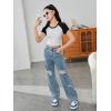 imageSweatyRocks Girls Casual High Waisted Straight Leg Jeans Plain Denim Pants with PocketBlue