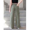 imageSweatyRocks Girls Casual High Waisted Straight Leg Jeans Plain Denim Pants with PocketDark Green