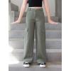 imageSweatyRocks Girls Casual High Waisted Straight Leg Jeans Plain Denim Pants with PocketDark Green
