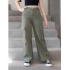 imageSweatyRocks Girls Casual High Waisted Straight Leg Jeans Plain Denim Pants with PocketDark Green