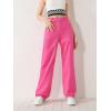 imageSweatyRocks Girls Casual High Waisted Straight Leg Jeans Plain Denim Pants with PocketPink