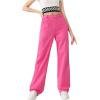 imageSweatyRocks Girls Casual High Waisted Straight Leg Jeans Plain Denim Pants with PocketPink