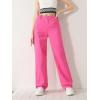 imageSweatyRocks Girls Casual High Waisted Straight Leg Jeans Plain Denim Pants with PocketPink