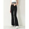 imageSweatyRocks Girls Casual High Waisted Zip Up Jeans Solid Flare Leg Stretch Denim PantsBlack