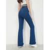 imageSweatyRocks Girls Casual High Waisted Zip Up Jeans Solid Flare Leg Stretch Denim PantsDark Wash