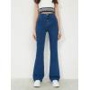 imageSweatyRocks Girls Casual High Waisted Zip Up Jeans Solid Flare Leg Stretch Denim PantsDark Wash