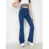 imageSweatyRocks Girls Casual High Waisted Zip Up Jeans Solid Flare Leg Stretch Denim PantsDark Wash