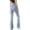 imageSweatyRocks Girls Casual High Waisted Zip Up Jeans Solid Flare Leg Stretch Denim PantsLight Wash