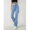 imageSweatyRocks Girls Casual High Waisted Zip Up Jeans Solid Flare Leg Stretch Denim PantsMedium Wash
