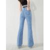 imageSweatyRocks Girls Casual High Waisted Zip Up Jeans Solid Flare Leg Stretch Denim PantsMedium Wash