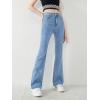 imageSweatyRocks Girls Casual High Waisted Zip Up Jeans Solid Flare Leg Stretch Denim PantsMedium Wash