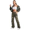 imageSweatyRocks Womens Casual Boyfriend Jeans High Rise Denim Pants with PocketCamo Green