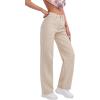 imageSweatyRocks Womens Casual Boyfriend Jeans High Rise Denim Pants with PocketKhaki
