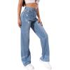imageSweatyRocks Womens Casual Boyfriend Jeans High Rise Denim Pants with PocketLight Blue